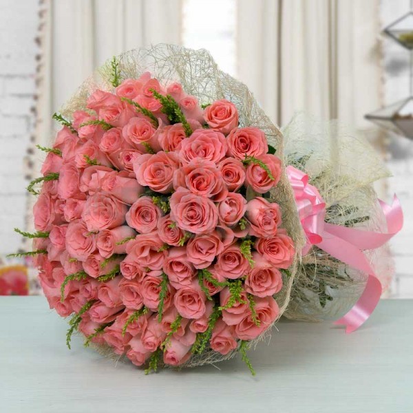 100 Pink Roses bouquet